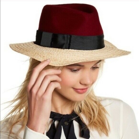 kate spade Accessories Kate Spade Colorblock Wool Crown Fedora Nwt
